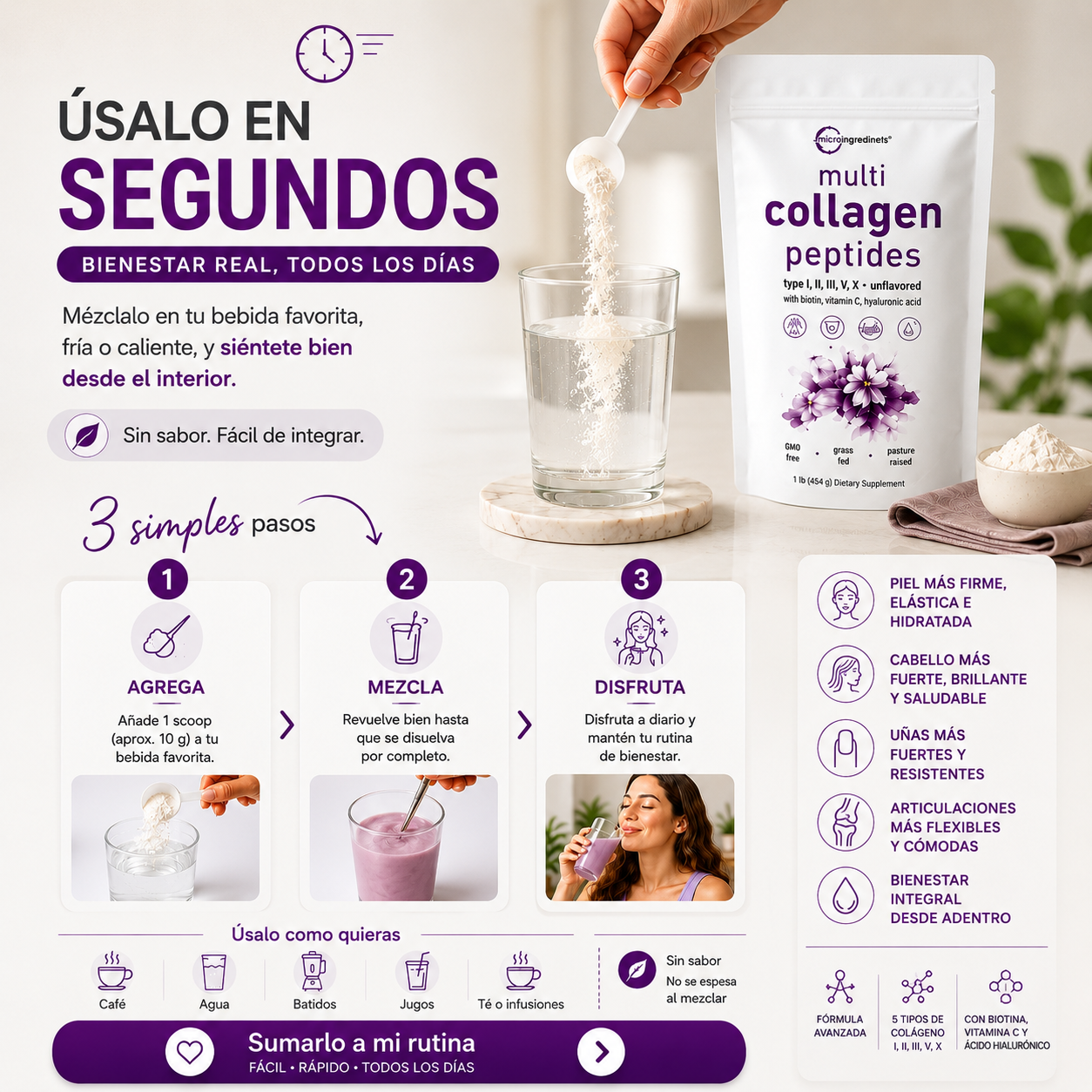Collagen Peptides Multi / Apoya tu belleza y bienestar desde el interior.